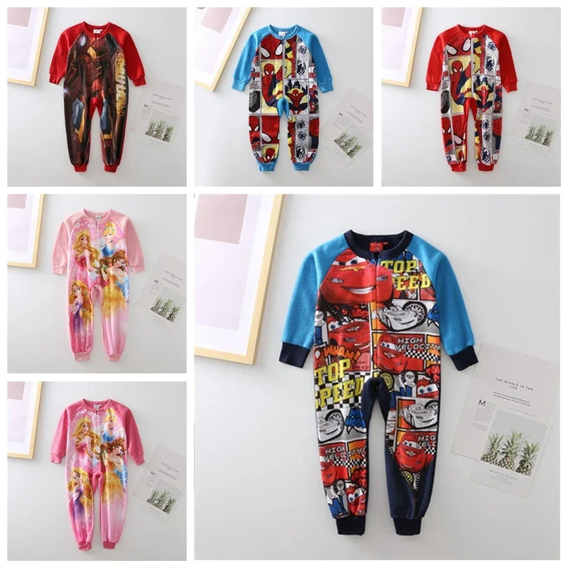 

Spring Autumn Baby Rompers Cartoon Spiderman Princess McQueen Cars Iron Man Kid Boy Girl Long Sleeve Bodysuit Pajamas Clothing