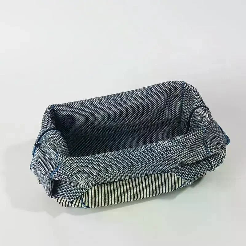 Geometric Striped Knit Handbag Women Mini Wrist Bag Reusable Shopping Tote Bags
