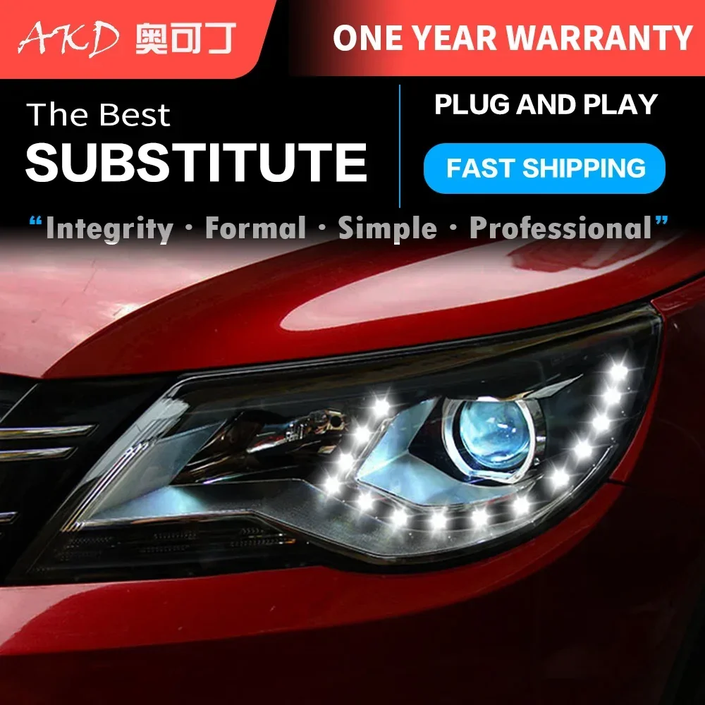 tuning cars Headlight For VW Tiguan 2010 Headlights LED DRL Running lights Bi-Xenon Beam Fog lights angel eyes Auto levels