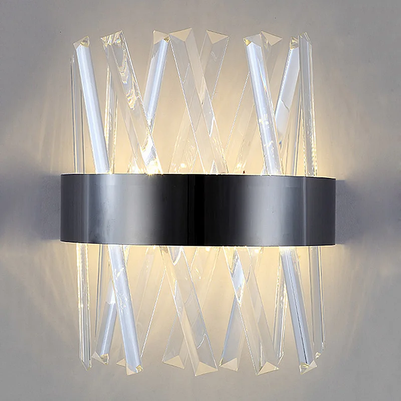 

Postmodern Light Luxury Crystal Glass Wall Lamp Living Room Tv Background Bedroom Bedside Corridor Lighting