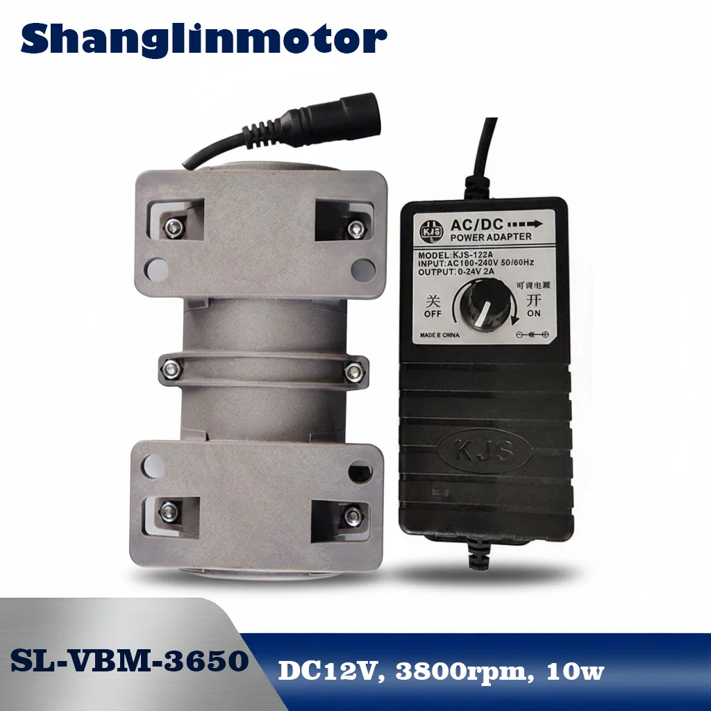 SL-VBM-3650 DC 12V Industrial Vibration Motor 3800RPM with Speed Controller for DIY Massage Bed Chair Shaker Frog Feeder