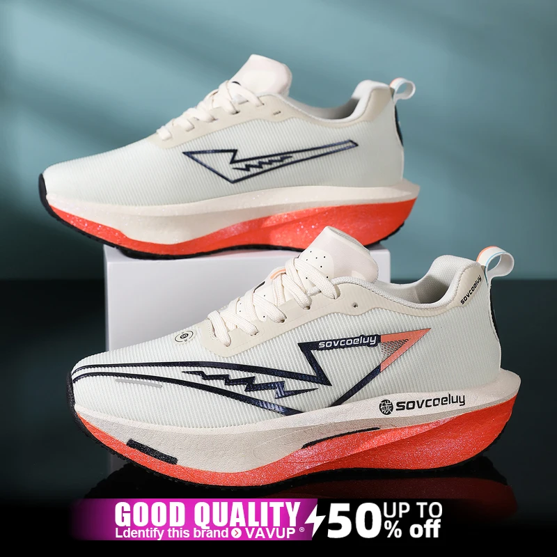 أحذية الجري الرجالية من الكربون، أحذية رياضية ماراثون رياضية قابلة للتنفس وخفيفة الوزن للنساء، أحذية رياضية مريحة مضادة للانزلاق