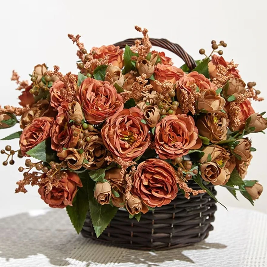 زهرة اصطناعية الحرير الفاوانيا ارتفع غرفة المنزل زهرية في الهواء الطلق ساحة حديقة مهرجان ديكور للطاولات لتقوم بها بنفسك باقة الزفاف Hotsale لتقوم بها بنفسك