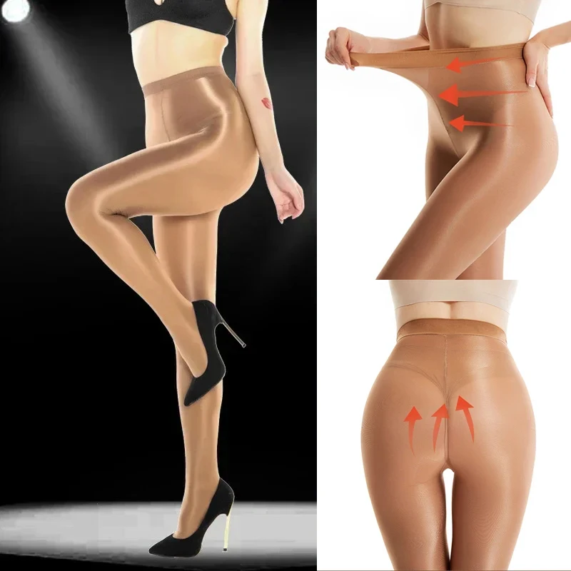 70D Shaping Flash Pantyhose Sexy Womens Leggings Shiny Oil Satin Tights Underwear Dance Singer Reflective Stockings DS Nightclub