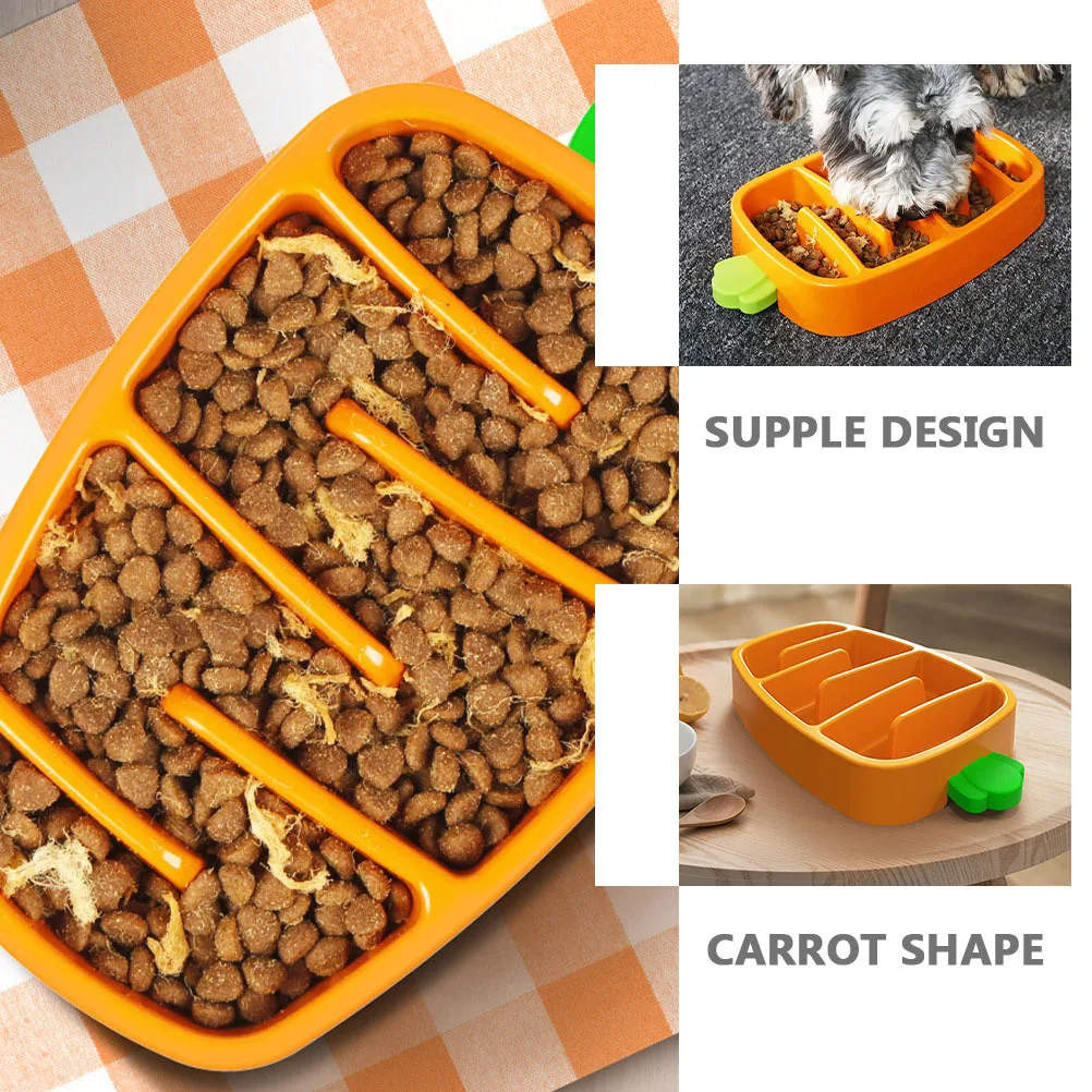 

Slow Feeder Dog Bowls with Fun Carrot Design for Puppies Promotes Digestion Pet Anti-Choking Bowl Puppy Slow Feed Bowl Dog