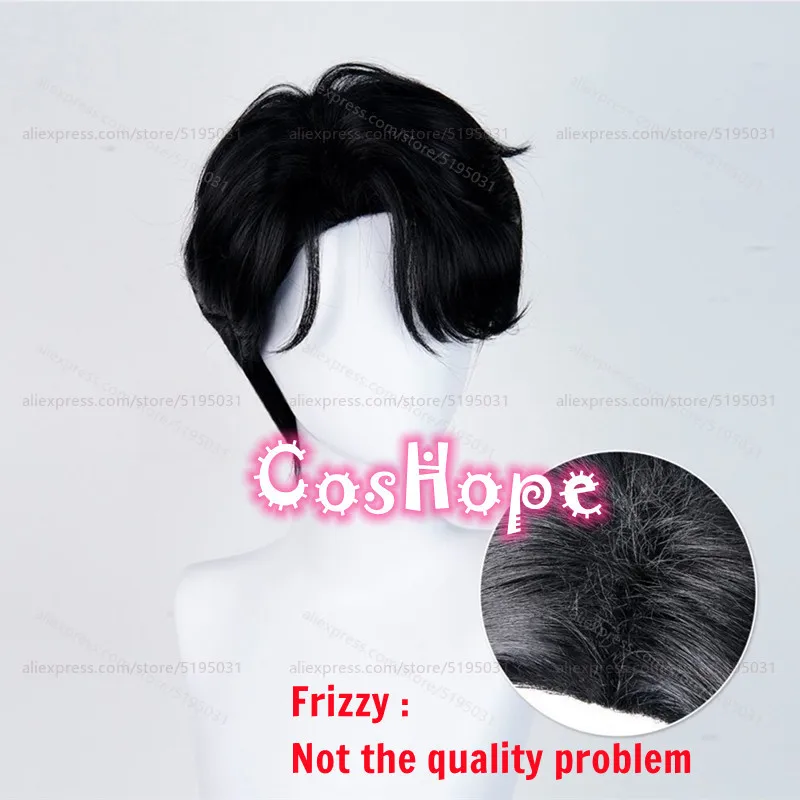 KPop Demon Hunters Saja Jungen Jinu Cosplay Perücke 28 cm kurze schwarze Perücke hitzebeständige synthetische Perücken für Halloween Karneval Kostüm