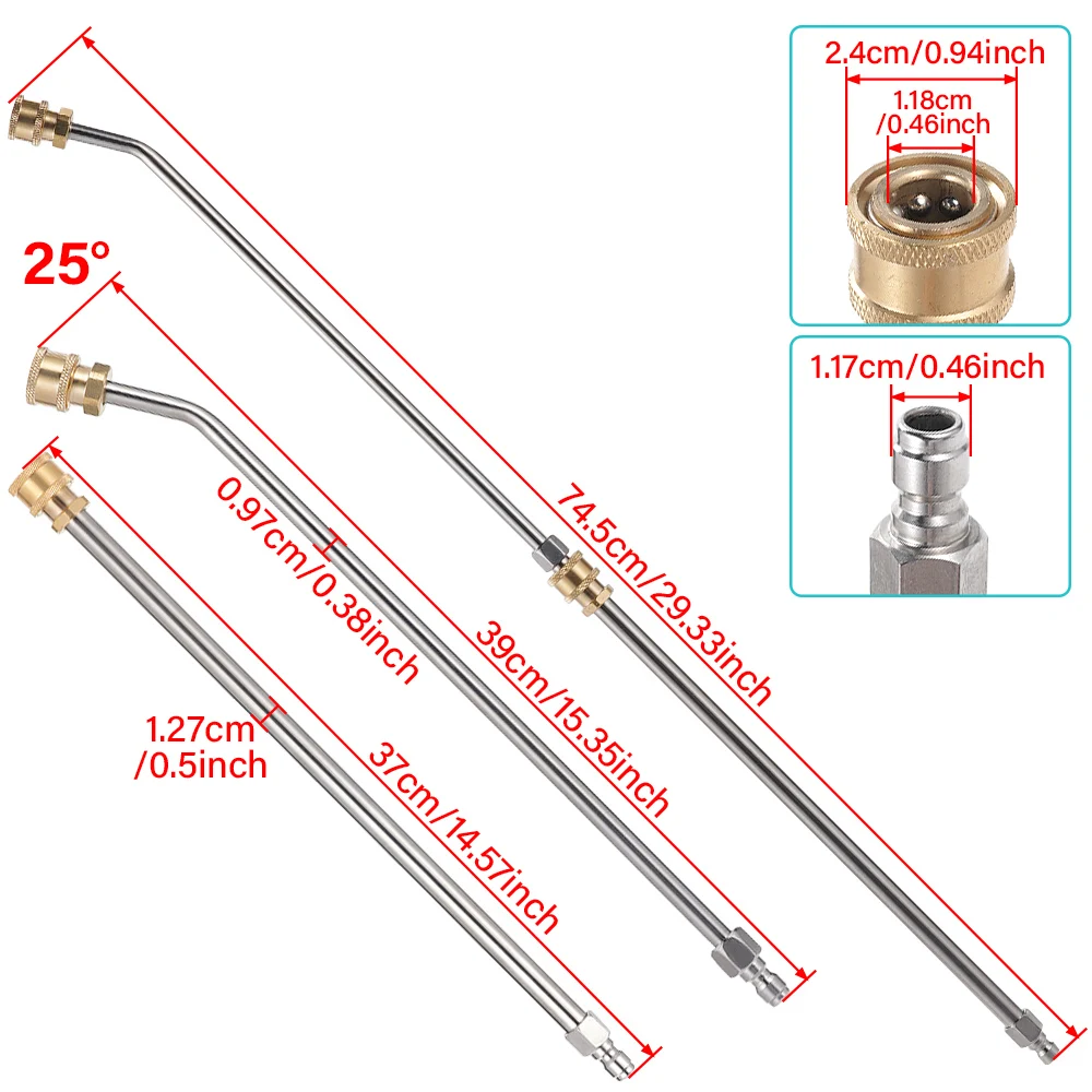 High Pressure Cleaning Machine Car Wash Water Gun Extension Rod 1/4 Inch Cleaning Car Maintenance Household Appliance Roadurface