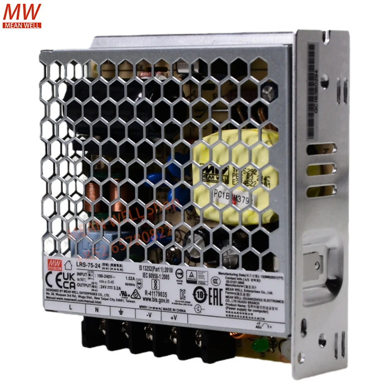 MEAN WELL-Single Output Switching Power Supply, LRS-75-5 LRS-75-12 LRS-75-15 LRS-75-24 LRS-75-36 LRS-75-48 75W, 85-264VAC
