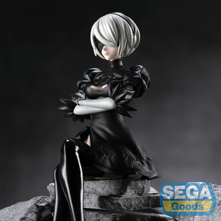 En stock Nier:Automata Figura de acción Yorha No. 2 Figuras de anime tipo B 2b 9s Estatua de postura sentada Colección Modelos Muñecas Juguetes