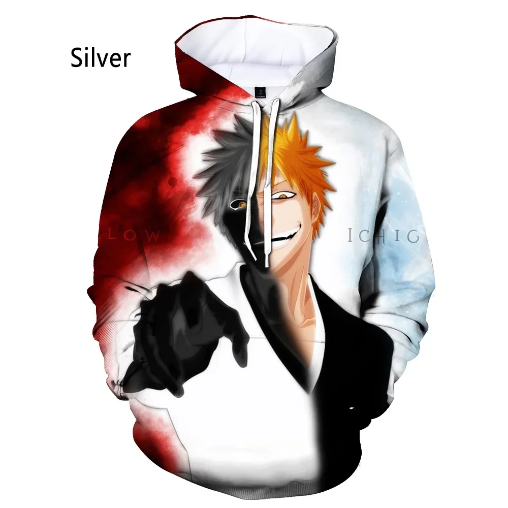 Men's Women's New Fashion Anime 3d Kurosaki Ichigo Bleach Print Casual Harajuku Street Oversized Hip Hop Hoodie