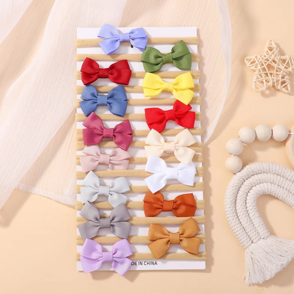 

Детские бантики, 15 шт., повязка на голову с бантом для девочек, эластичная нейлоновая лента для волос, милый головной убор для новорожденных, повседневные домашние аксессуары для волос для детей