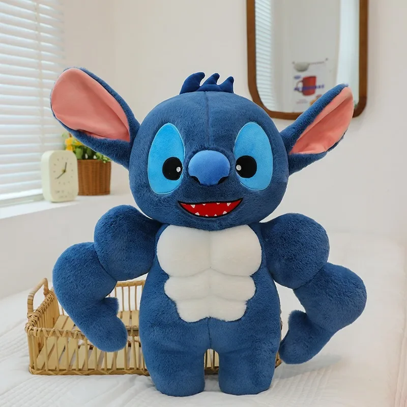 60cm Cartoon Power Muscle Lilo&Stitch Plush Doll Disney Anime Character Stitch Good Friend Children Soothing Doll Gift