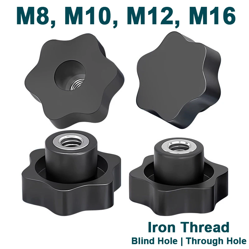 1/3/5/10Pcs Star Plum Hand Tighten Nuts M8 M10 M12 M16 Through Hole Blind Hole Thumb Knob Clamping Mechanical Manual Handle Nut
