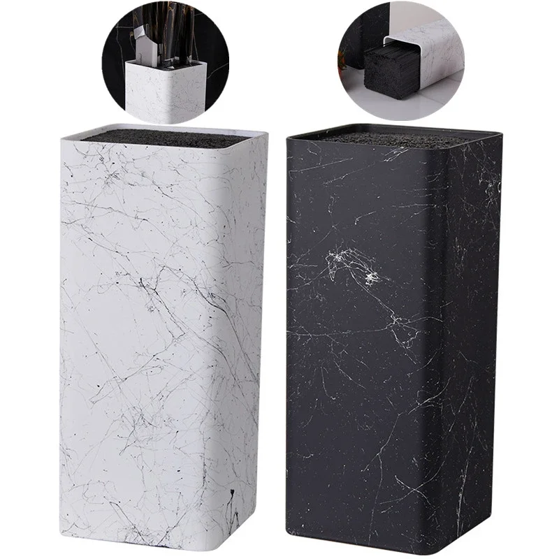 

Plastics Knife Block Holder Free Inserting Kitchen Storage Stand Black White Chef Knife Rack With Bristles Table Organizer Tool