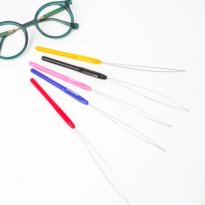5 قطعة مقبض بلاستيكي الشعر التمديد تلمع عراف الخرز شعر مستعار الكروشيه أداة لوازم إبرة الثقب سلك من الرصاص شعر مستعار الكروشيه السنانير #5