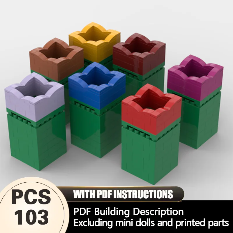 

Creators Plant Series Model MOC Building Bricks Square Grid Vase Modular Technology Gifts Holiday Assemble Children Toys Suit