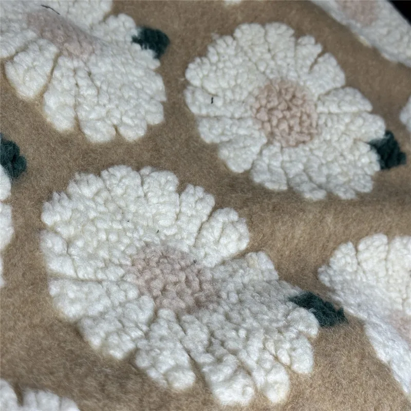 

Lamb Warm Knitted Fabric Fashion Clothing Designer for Diy Sewing Thickened Autumn Winter Coat Fabrics Cloth By The Meter