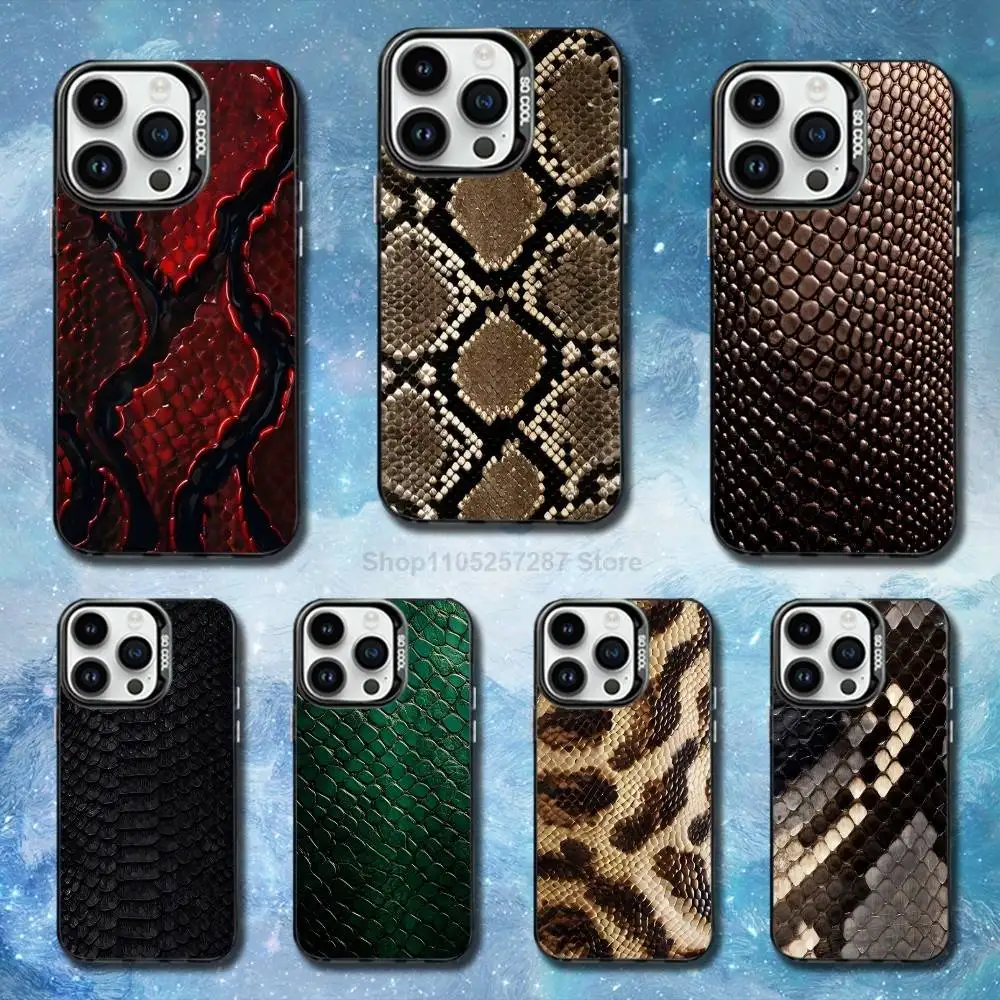 

Pattern Art Snakeskin Phone Case For iPhone SE,13,XS,14,17,15,Mini,Pro,MAX,12,11,16,Black Matte Silicone Cover