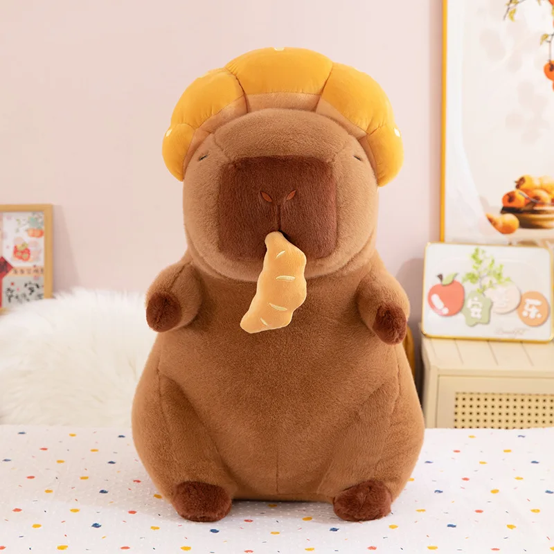 Kawaii Stuffed Plush Doll Capybara Backpack Pull Horn Bun Toy Cute Stuffed Animal for Kids Birthday Xmas Gift Plushie Toy