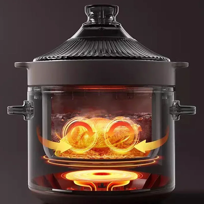 Midea สีม่วงหม้อสตูว์ไฟฟ้าหม้อใช้ในครัวเรือนอัตโนมัติเซรามิคซุปสตูว์ทําอาหารโจ๊กหม้อไฟฟ้า Stewpot