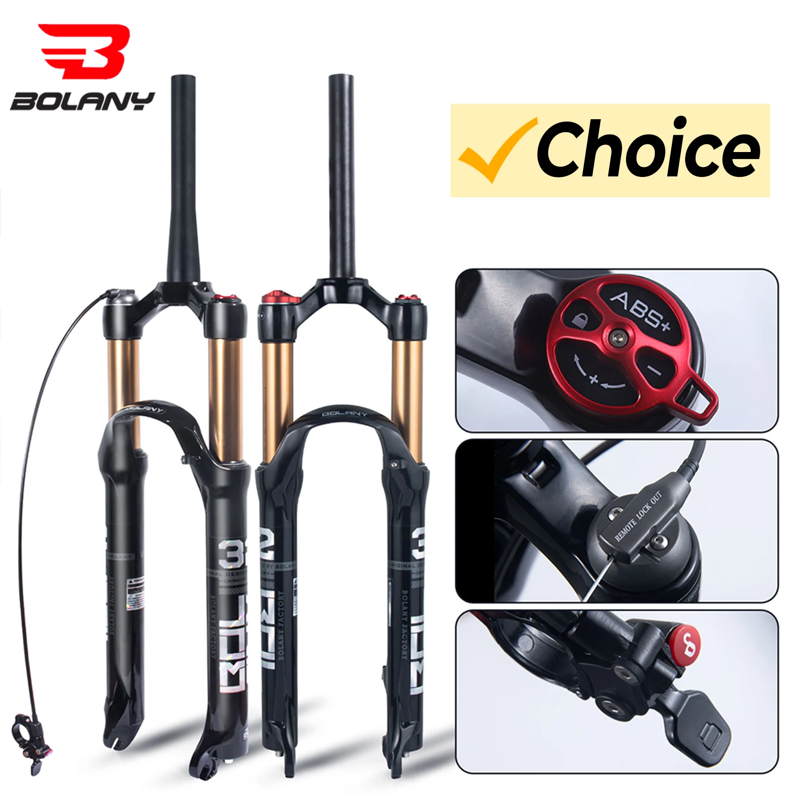 BOLANY Mountain Bike Air Supension 26/27.5/29Inch 120mm Air And Oil Remote Bicycle Fork 29 Quick Release MTB Bicycle Accessories