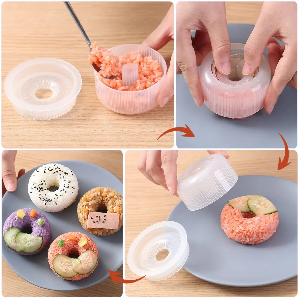 2pcs Donut-Shaped Rice Ball Mold Kit – Easy DIY Onigiri Maker for Home Cooking & Kitchen Gifts