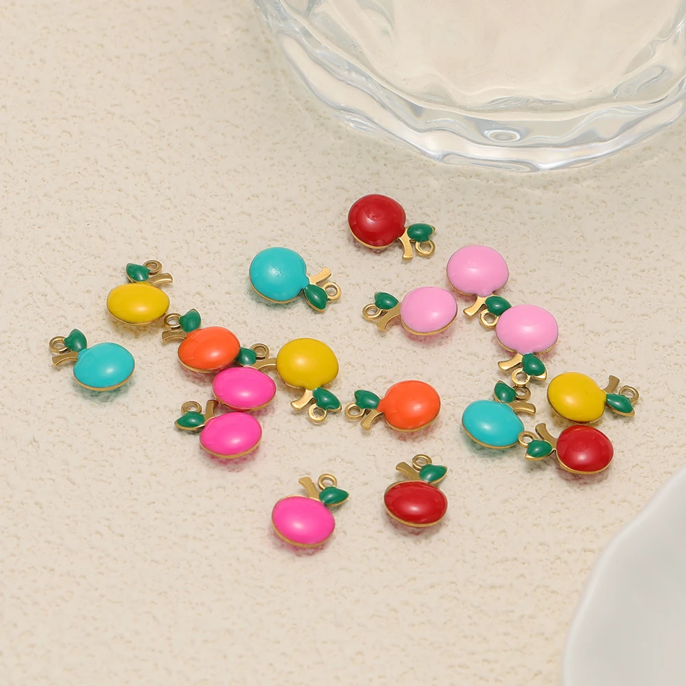20 Stück Gold Edelstahl Niedliche Apfel-Anhänger für DIY Schmuckherstellung Kinder Armbänder Halsketten Anhänger Kinder Ohrringe Zubehör – Detail 5