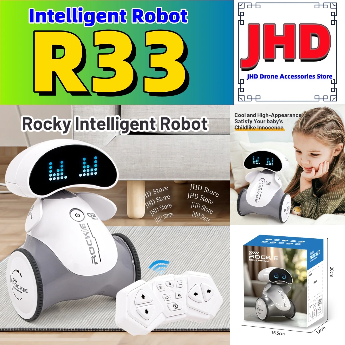 

JHD для новинка 2025 года JJRC R33 интеллектуальный робот взаимодействие родителей и детей индукционное программирование электрические игрушки освещение музыкальные танцы