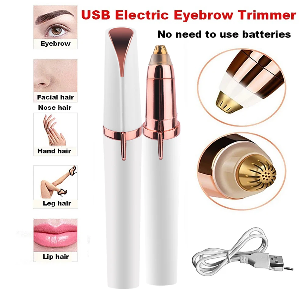 

Mini Portable Electric Eyebrow Trimmer Electric Face Eyebrow Hair Trimmer Women Body Shaver Remover Blade Eye Rechargeable
