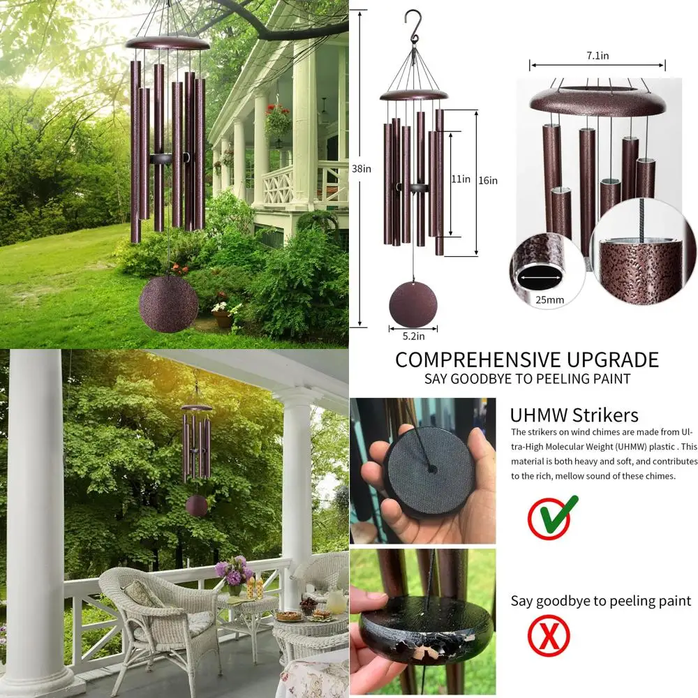 

Large Outdoor Memorial Wind Chimes, 38 Deep Tone Garden Patio Home Decor Gifts