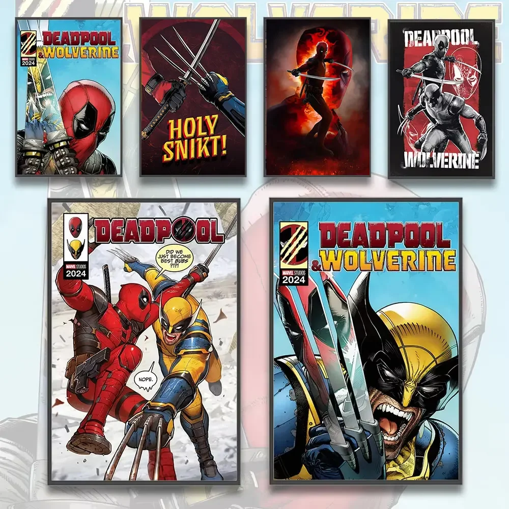 Klassische Marvel Deadpool Wolverine Anime-Poster Leinwanddruck Dekoration Gemälde Wandkunst Filmfiguren Wohnzimmer Heimdekoration Geschenk