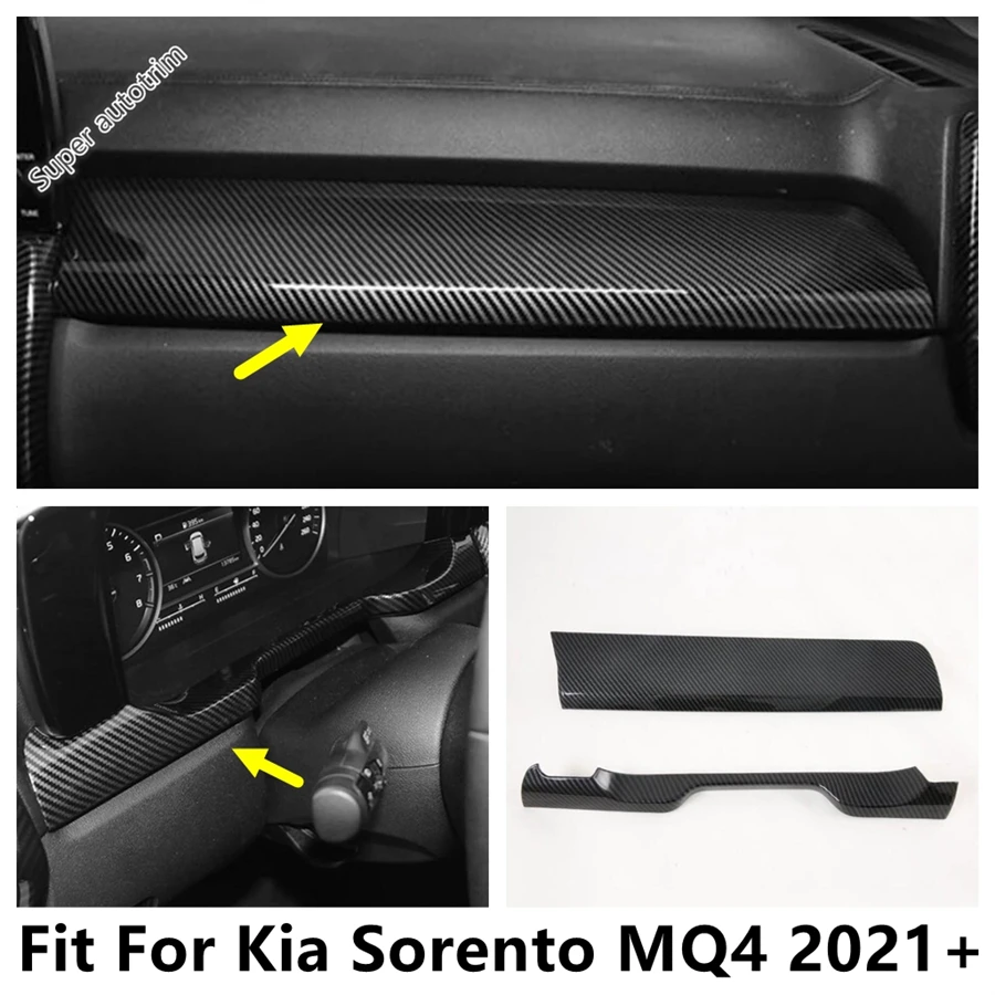 Carbon Fiber Dashboard Instrument Central Control Panel Strip Cover Trim Interior Accessories For Kia Sorento MQ4 2021 2022 2023