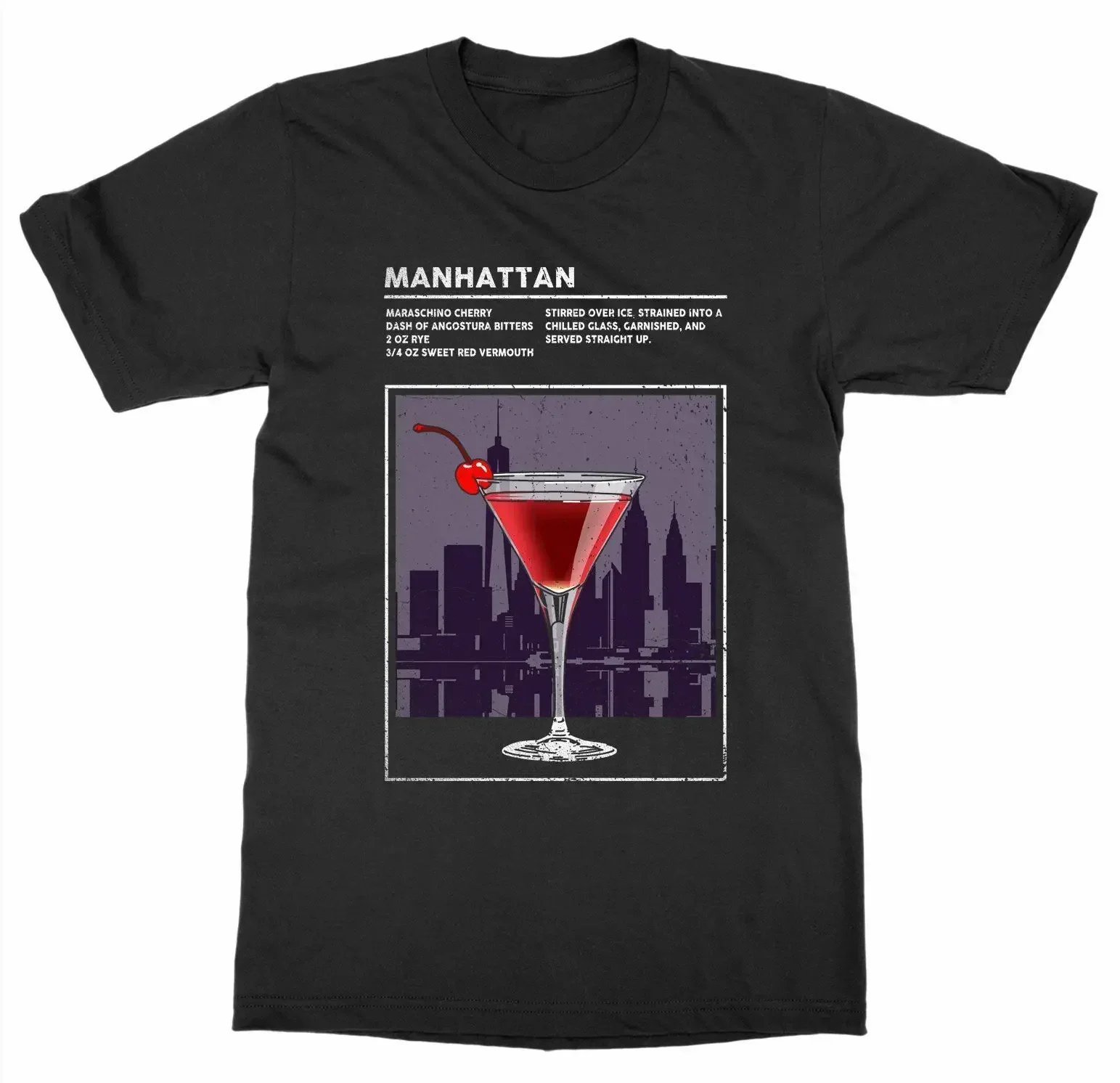 

Mixed Drink Alcohol Manhattan Cocktail Happy Hour Bartender T-Shirt 100% Cotton O-Neck Summer Short Sleeve Casual Mens T-shirt