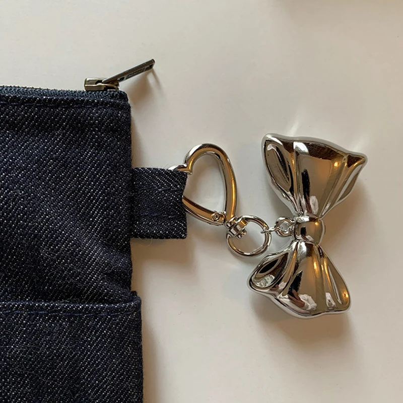 سلسلة مفاتيح معدنية عتيقة القوس ، حلقة مفتاح عقدة ، ديكور حقيبة يد سيارة الموضة ، إكسسوارات قلادة جذابة ، Y2K #6