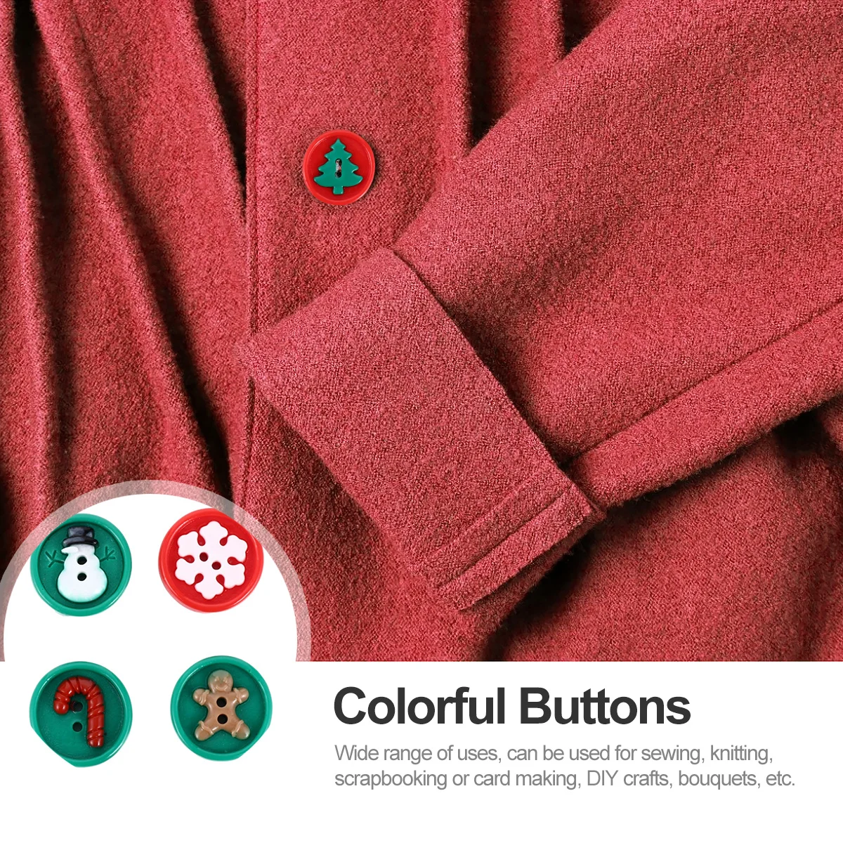 

50Pcs Resin Christmas Buttons Mix Patterns Flat Bottom Colorful Sewing Buttons for Crafts DIY Hand-Made Xmas Decorative