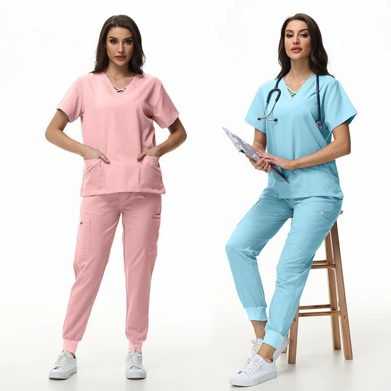 Top Quality Hospital Uniform Nurse Dustproof Suits High-end Fabric Clinical Clothing 4-side Stretch Medical Scrub Set LWM012-01