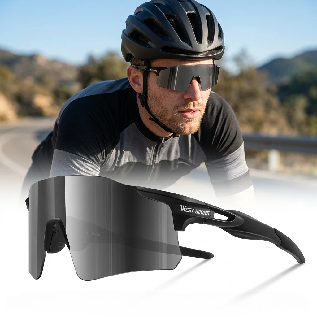 

WEST BIKING Photochromic Cycling Sunglasses Men MTB Road Bike Windproof Goggles Polarized Women Sport Fishing Driving Glasses