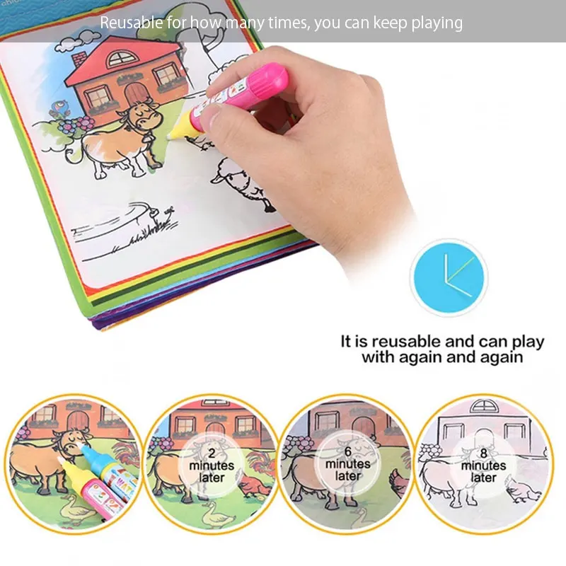 Children DIY Magical Water Painting Book Toddler Early Education Toys Reusable Magic Drawing Coloring Creativity Board For Kids