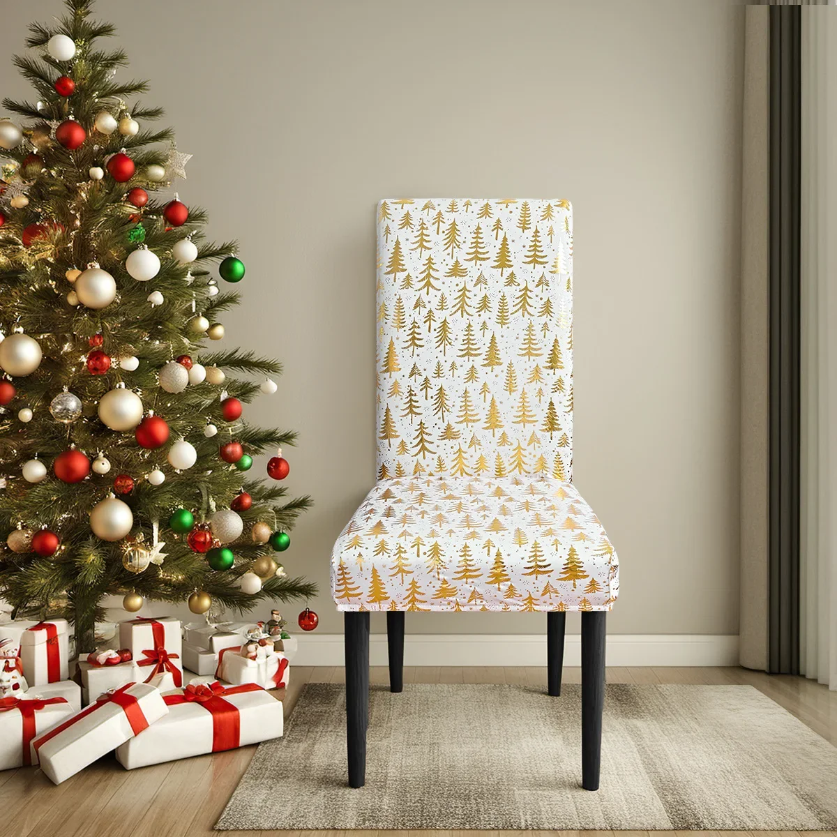 Christmas Bronzing Chair Cover, European and American Digital Printing, Holiday Decoration