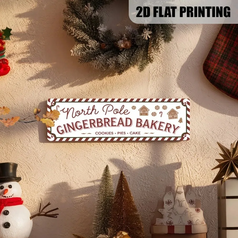 CIFbuy Personalized Customizable Metal Wall Plaque, 2D Flat Retro Cookie Pie Faux‑Wood Gingerbread Ornament for Kitchen Bakery W