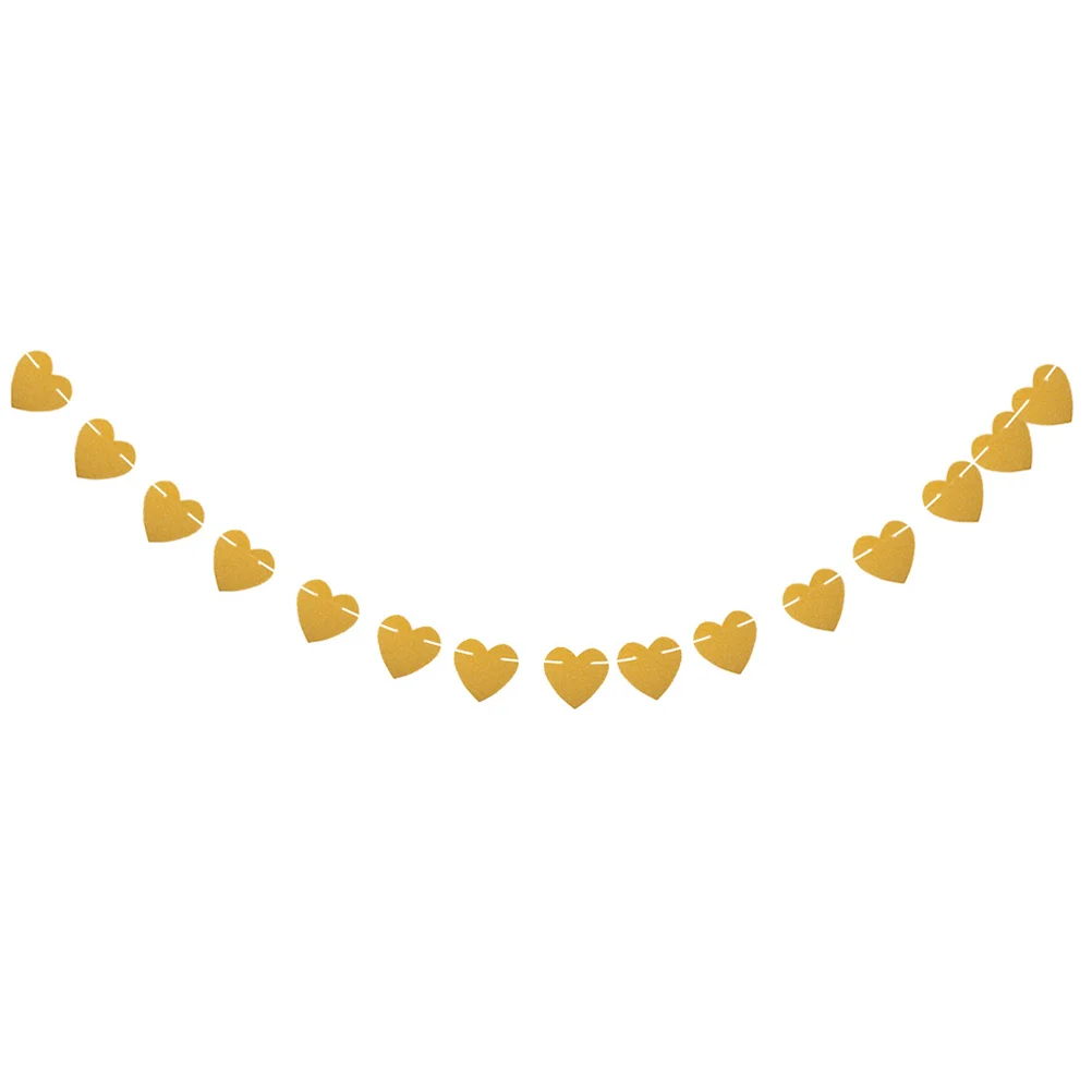 

3 Meters Sparkling Glitter Paper Heart-shaped Banner String Paper Garland Hanging Bunting Banner Decoration for Weddings or Part