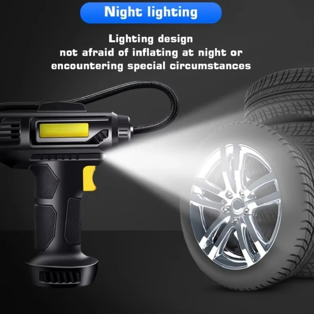 Wireless/Wired Handheld Car Inflatable Pump 120W Portable Car Air Compressor Electric Automobiles Tire Inflator with LED Light