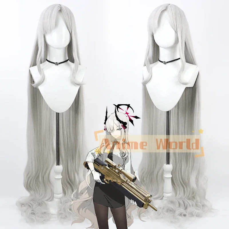 Blue Archive Hanuma Makoto Cosplay Wig 150cm Long Gray Synthetic Hair Heat Resistant Halloween Carnival Role Play Party +Wig Cap