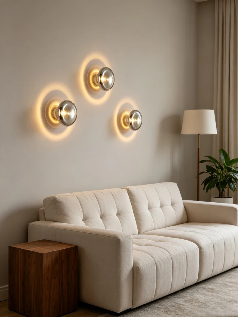 Grey Glass LED Wall Lamp Gold Aluminium Mini Light