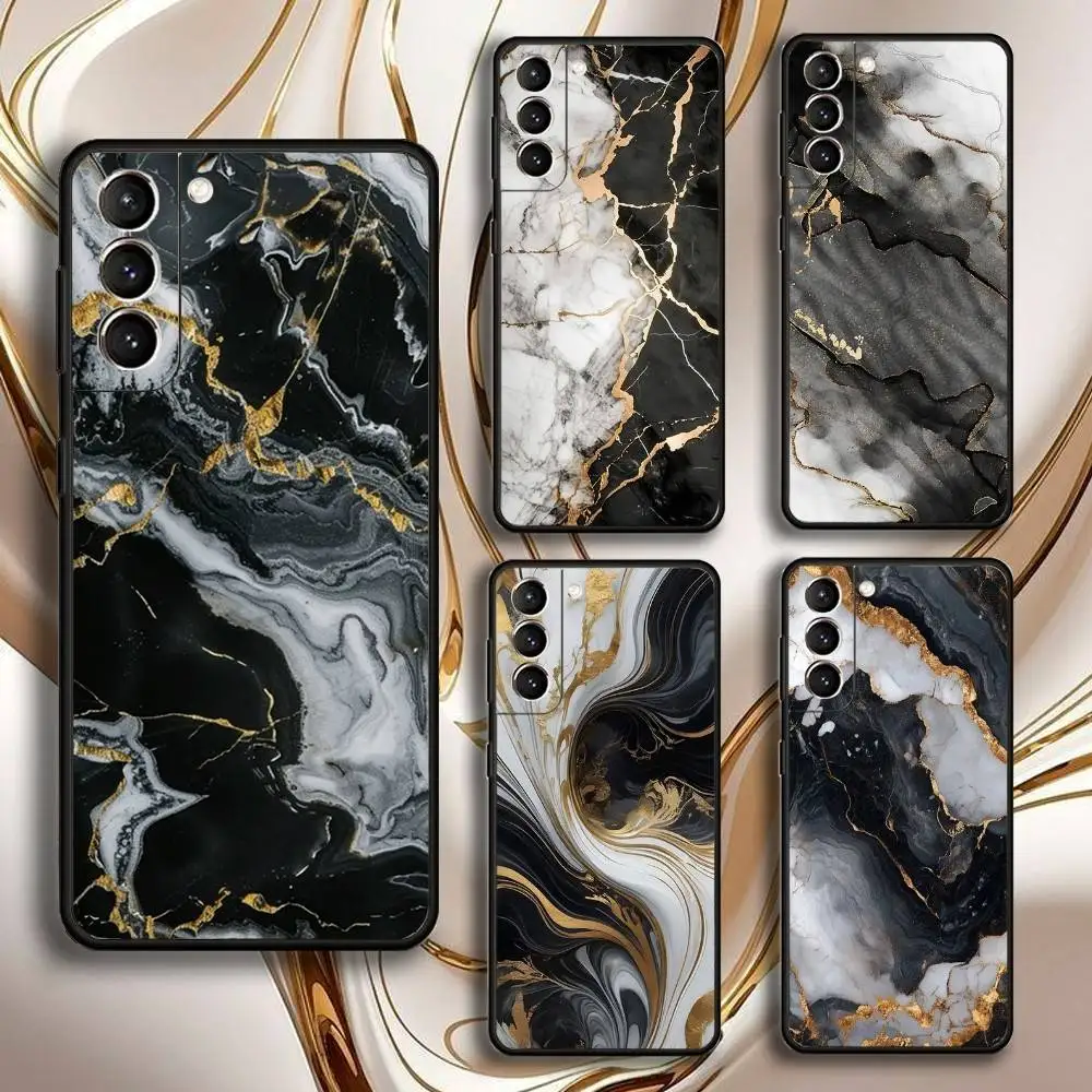 

Black Gold Marble Pattern Phone Case For Samsung GalaxyA13,21s,22,31,32,52,53,71,72,73,Soft Black Shell