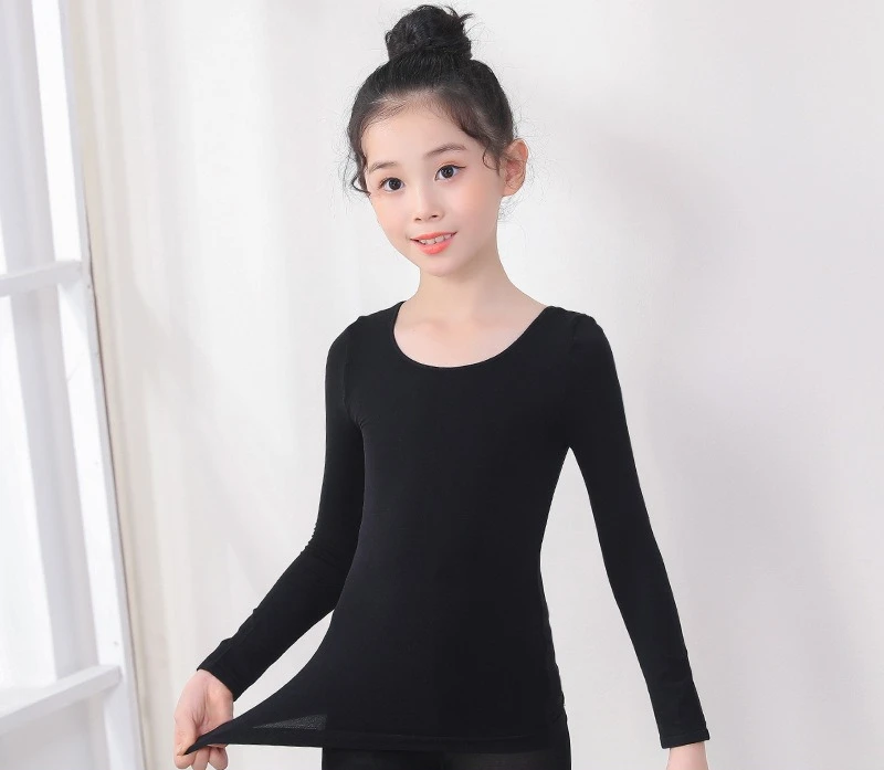 

Girls Long Sleeve Dance Shirt White Nude Seamless Tight Top for Ballet Gymnastics Performance