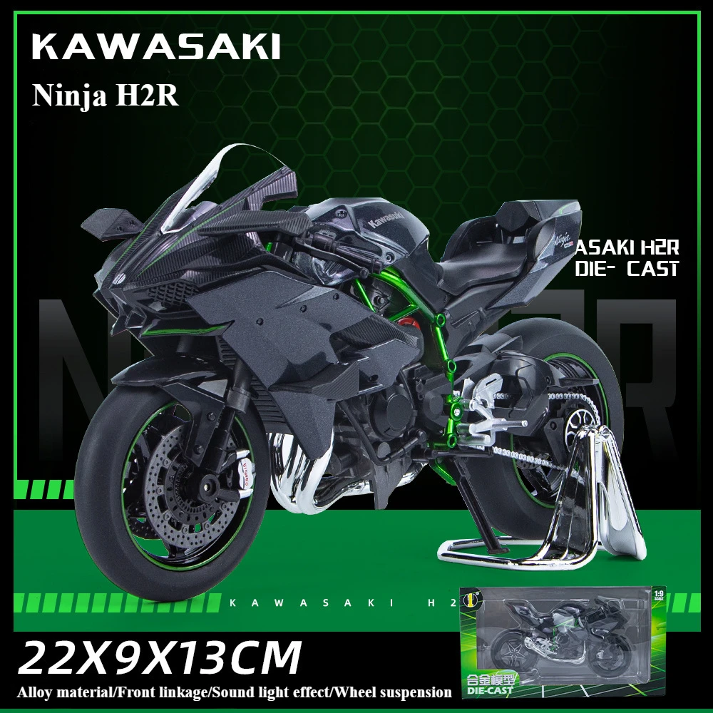 1: 9 Kawasaki H2R Highway Track Board Toy Simulation Motorcycle Alloy Car Model Accessories