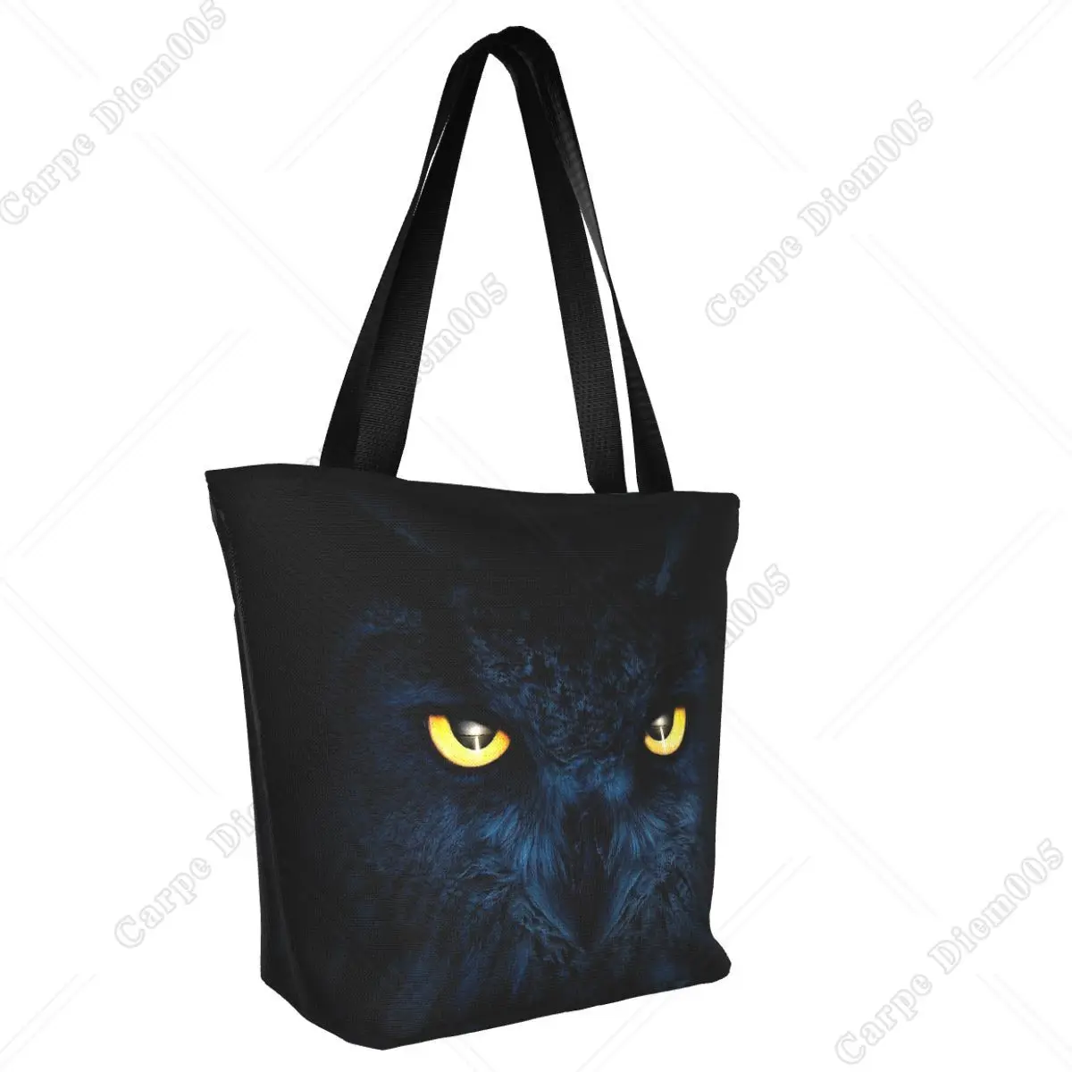 Owl Animal Eyes Unisex Shopping Bags Printed Zipper Shopper Tote Shoulder Bag Large Capacity Handbag Canvas