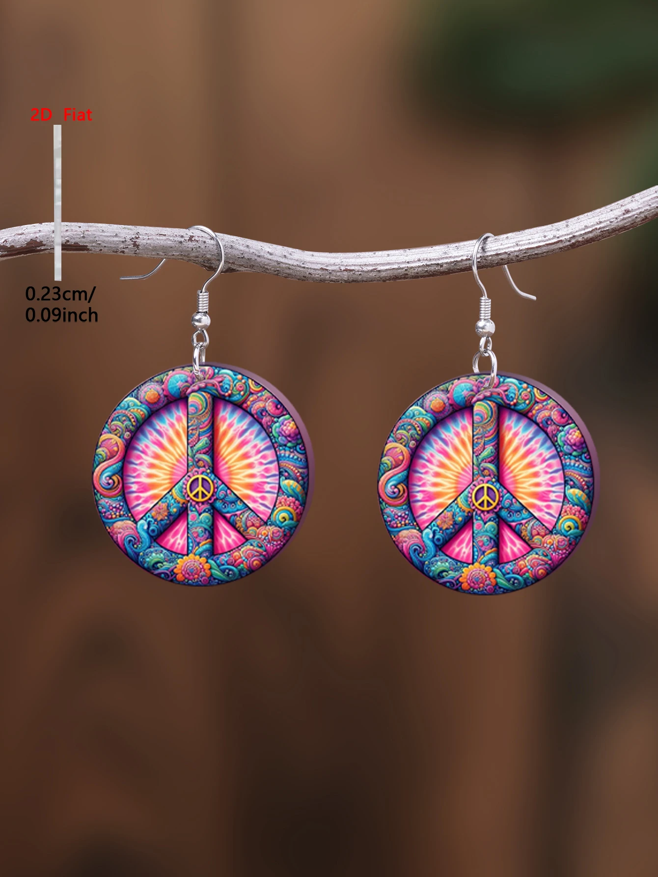 1 Pair of 2D Flat-1Pair Round Triangular Fork Pattern Acrylic Pendant Drop Earrings, Elegant and Simple Style Jewelry Earrings for Women Suitable for Daily Wear and Vacation Wear