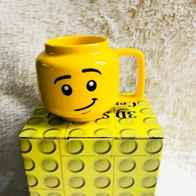 Emoji ceramic cup, little figurine head ceramic cup, cute smiling face drinking cup